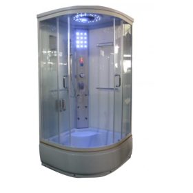   Aqualife BRILL 8810A Zuhanykabin 90x90x215 cm /Trópusi tetővel /fehér hátfallal