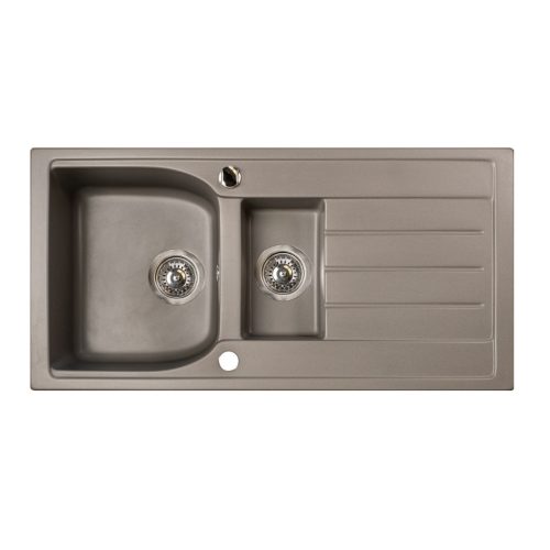 Marmorin Lukka 1 medencés, szögletes mosogató gyümölcsmosóval és csepegtetővel - Taupe gray színben (140513026)