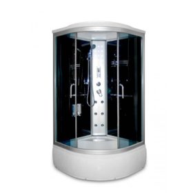   Aqualife BRILL 8810A Zuhanykabin 100x100x215 cm / Trópusi tetővel / fekete hátfallal /íves