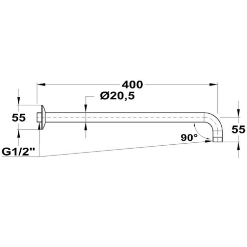 Mofém zuhanykar 90° x 400 (169-0003-02)
