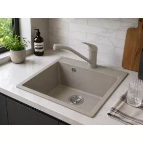   EVIDO Easy 45 gránit mosogató, 460 x 515 mm, platina + EVIDO PINGUIN csaptelep, platina