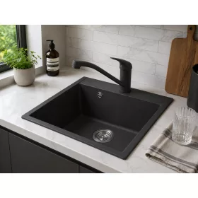   EVIDO Easy 45 gránit mosogató, 460 x 515 mm, antracit + EVIDO PINGUIN csaptelep, antracit