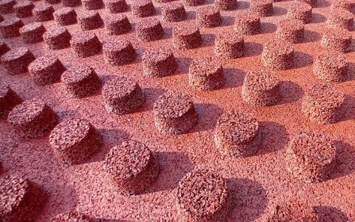 Eséscsillapító gumilap, 4 cm, vörös 100x100 cm