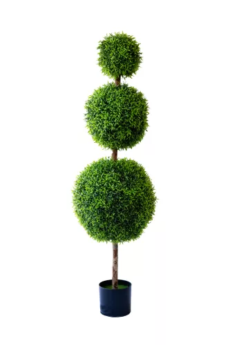 Műnövény három gömbös buxus cserepes 130x40 cm