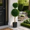 Műnövény két gömbös buxus cserepes 100x30 cm