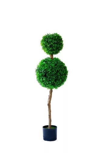 Műnövény két gömbös buxus cserepes 100x30 cm