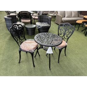 Alumínium asztal 60x60 +szék fekete + párna