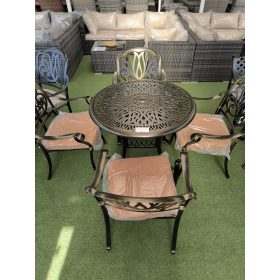 Alumínium asztal 90x90 +szék bronz + párna