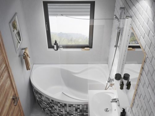 Rosa CVSK1 160/170 jobb kádparaván fehér+transparent