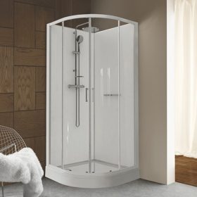   Négyoldalról zárt íves zuhanykabinok kpl-KCKP4/ CLIIa-90 /fehér kerettel-fehér hátfallal