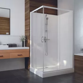   Négyoldalról zárt szögletes zuhanykabinok kpl-KCKN/ BASIC-90x120-SHP / fehér kerettel és fehér hátfallal /W18 üveggel
