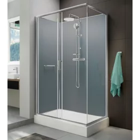   Négyoldalról zárt szögletes zuhanykabinok kpl-KCD2/ CLIIa-80x120 / króm kerettel és ezüst hátfallal /W0 üveggel