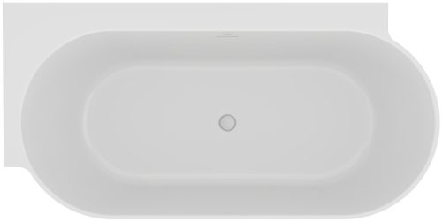 Freedom Corner II Tec 175x86 bal, akrilkád, Grey Green/fehér, fehér/fekete/króm lefolyó