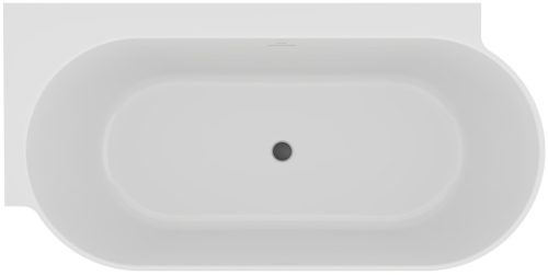 Freedom Corner II Tec 175x86 bal, akrilkád, matt fehér/fehér, fehér/fekete/króm lefolyó