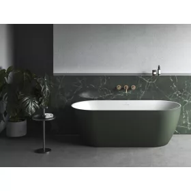   Freedom O Tec 170x77 akrilkád, Grey Green/fehér szabadonálló, fehér/fekete/króm lefolyó
