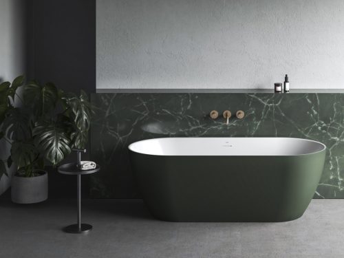 Freedom O Tec 170x77 akrilkád, Grey Green/fehér szabadonálló, fehér lefolyó