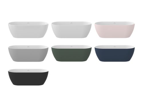 Freedom O Tec 170x77 akrilkád, Smoke Grey/fehér szabadonálló, fehér/fekete/króm lefolyó