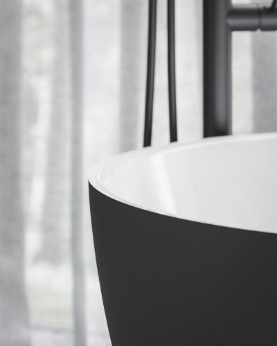 Freedom O Tec 170x77 akrilkád, fekete/fehér szabadonálló, fekete/fehér/króm lefolyó