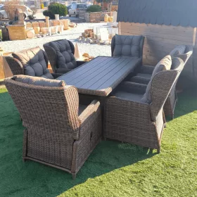   Rattan étkező garnitúra (dönt. fotel 6db+asztal) B (CYH775W-1B)