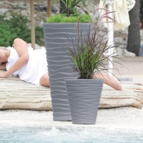 Kaspó Vízsz.Hullámos SAND/antracit/S433