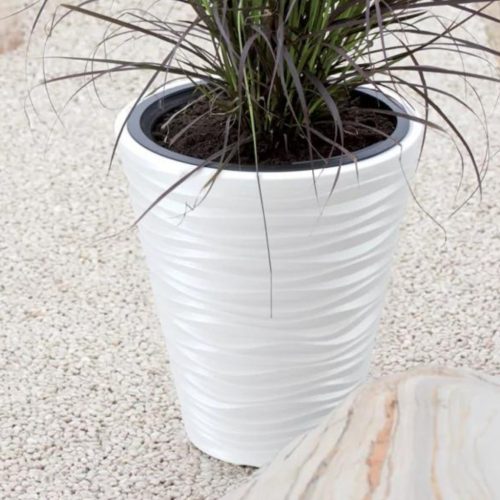 Kaspó Vízsz.Hullámos SAND/fehér/S449