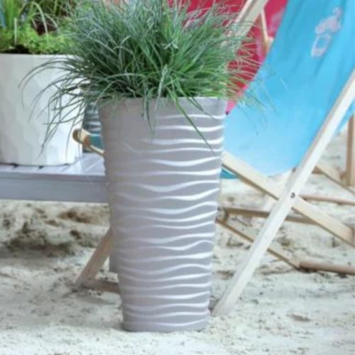 Slim magas kaspó vízszintes hullámmal/mocca ( DPSA400/7529U )