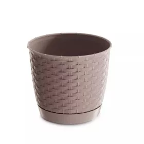 Rattan hatású kaspó alátéttel / Mocca (DRLO250/7529U)