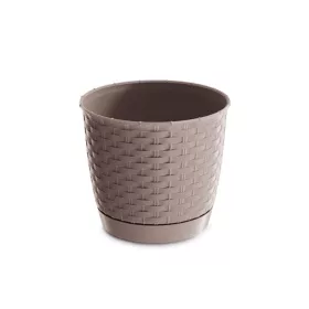 Rattan hatású kaspó alátéttel / mocca (DRLO300/7529U)