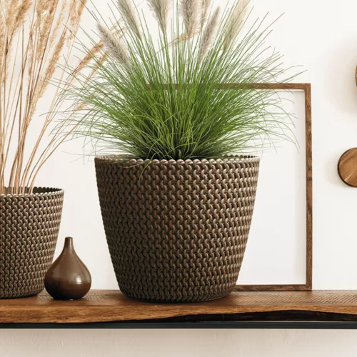 Kaspó 130 kötött mintás ECO WOOD, natur (DSP130W/4665)