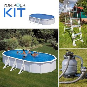   PONTAQUA KIT 7 fémfalas családi medence szett 7,3 x 3,75 x 1,2 m (FFA610)