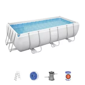 Capri szögletes fémvázas medence szett 404x201x100