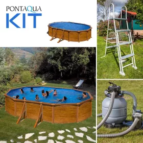   PONTAQUA KIT WOOD fémfalas családi medence szett 500 x 300 x 120 cm (FFA866)