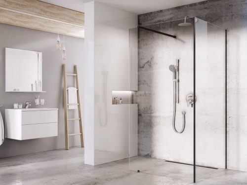 Walk-In Corner 120x80 zuhanykabin fekete+transparent