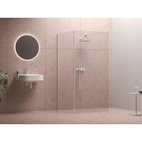   Walk-In Corner Szett 120x90, zuhanykabin matt fehér+transparent