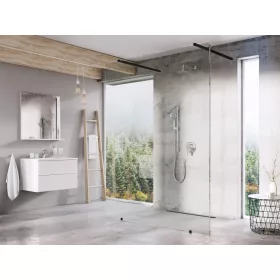 Walk-In Free Szett 150,  zuhanykabin fekete+transparent