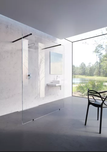 Walk-In Free Szett 150,  zuhanykabin fekete+transparent