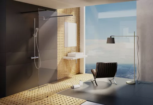 Walk-In Free Szett 150,  zuhanykabin fekete+transparent