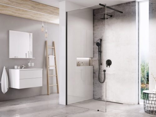 Walk-In Wall Set 80, zuhanykabin fekete+transparent