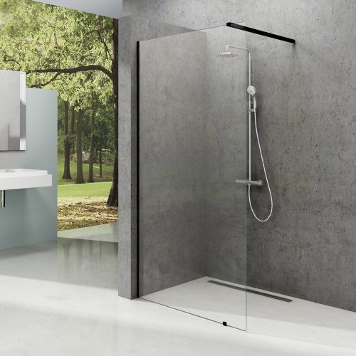 Walk-In Wall-90 zuhanykabin fekete+transparent