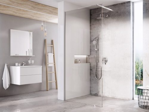 Walk-In Wall Set 90, zuhanykabin krómhatású+transparent