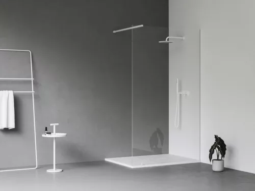 Walk-In Wall Szett 100, zuhanykabin matt fehér+transparent