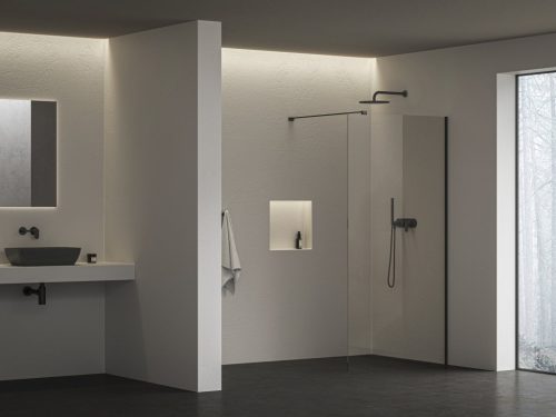 Walk-In Air Wall 110 zuhanykabin fekete+transparent