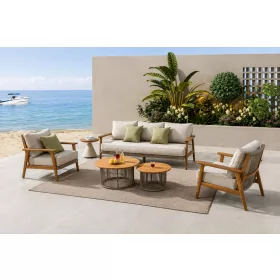 Teak/Rope sofa + 2 fotel + asztal