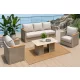 Teak/Rattan sofa +2 fotel + asztal