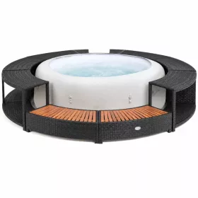   Lay-Z-Spa kör alakú rattan pezsgőfürdő bútor, 200 cm, fekete