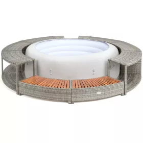   Lay-Z-Spa kör alakú rattan pezsgőfürdő bútor, 200 cm, szürke