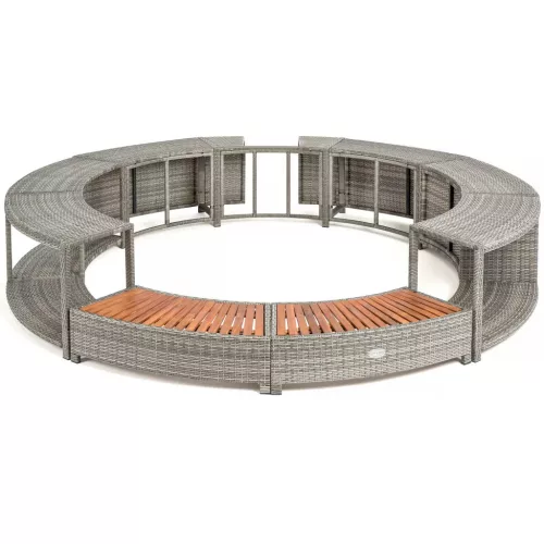 Lay-Z-Spa kör alakú rattan pezsgőfürdő bútor, 200 cm, szürke