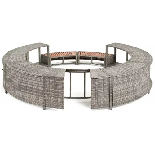 Lay-Z-Spa kör alakú rattan pezsgőfürdő bútor, 200 cm, szürke