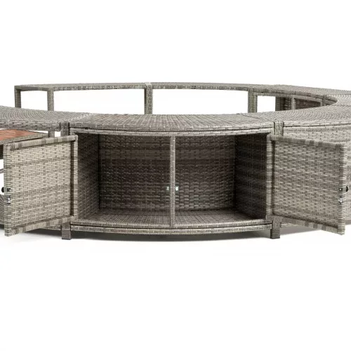 Lay-Z-Spa kör alakú rattan pezsgőfürdő bútor, 200 cm, szürke