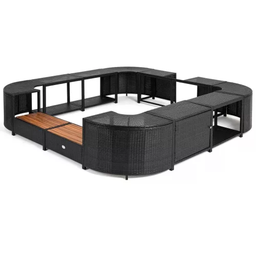 Lay-Z-Spa négyzet alakú rattan pezsgőfürdő bútor, 188 cm, fekete